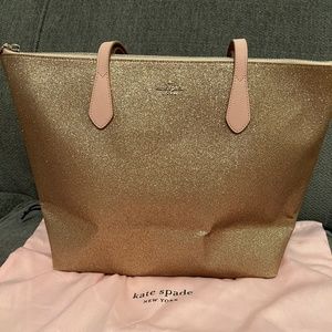 Rose Gold Kate Spade glitter tote